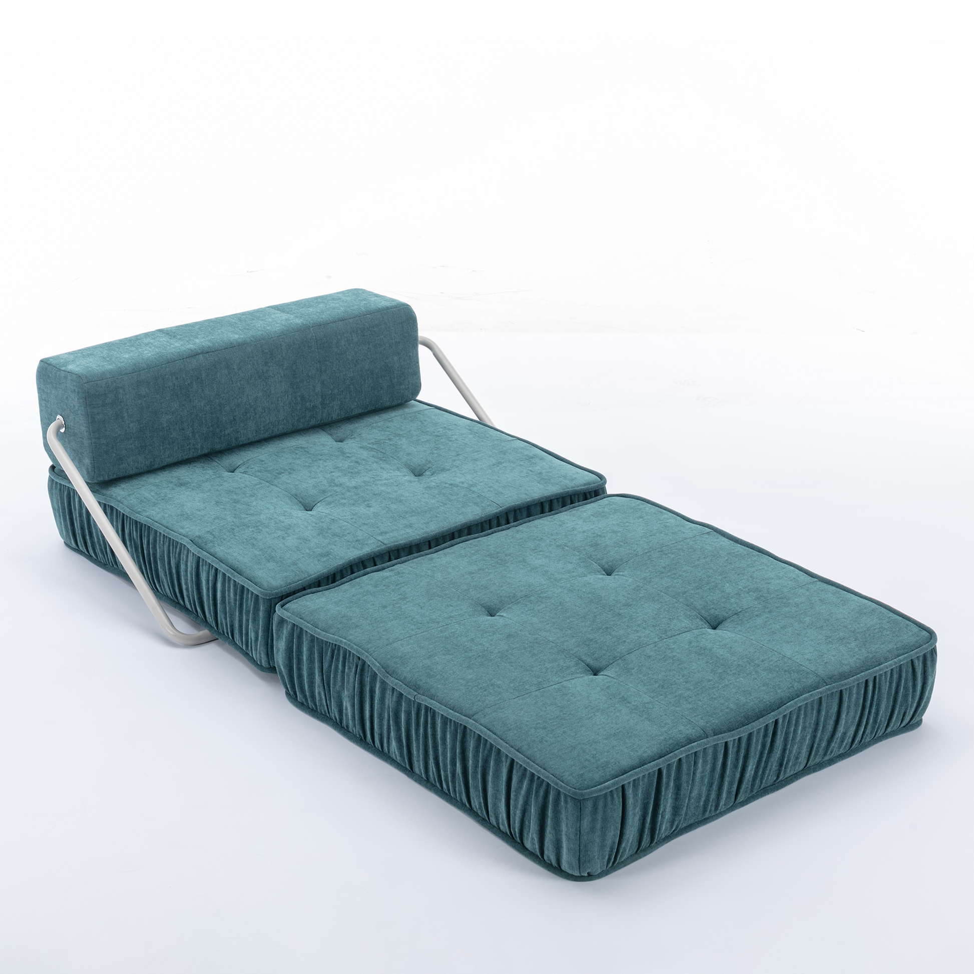 Folding Sofa Bed, Futon Sleeper Chair, Convertible Chair Floor Couch & Sleeping Mattress For Living Room, Guest Room, Home Office, Apartment, Small Space, Bed, Removable Back Cushion, Green, 1 Seat Green Chenille Primary Living Space Pillow Back Soft