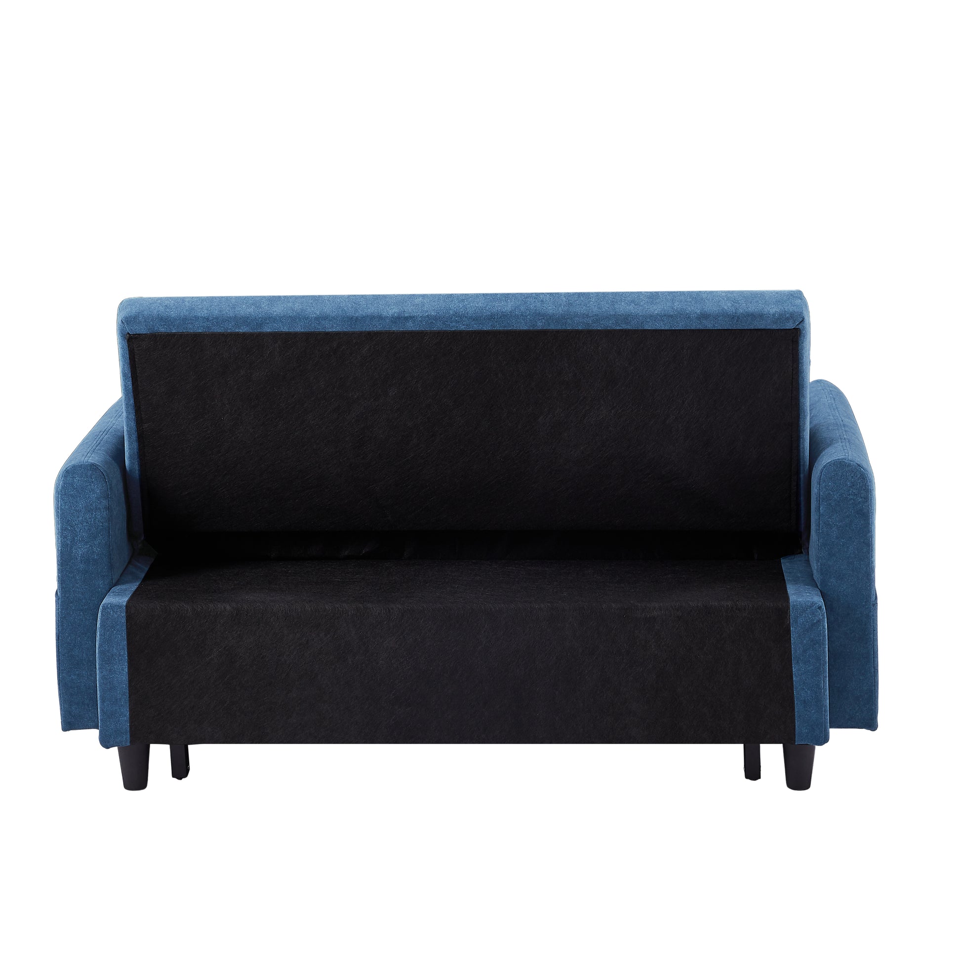 55.1" Pull Out Sleep Sofa Bed Loveseats Sofa Couch With Adjsutable Backrest, Storage Pockets, 2 Soft Pillows, Usb Ports For Living Room, Bedroom, Apartment, Office, Blue Old Sku Wf307821Aac Blue Foam Microfiber