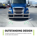 Front Bumper Deer Guard For Freightliner Cascadia 2018 2022 With Bracket G04018 Silver Stainless Steel