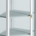 Glass Door Wall Mounted Corner Cabinet With Featuring Four Tier Storage For Bedroom, Living Room, Bathroom, Kitchen, White White Metal