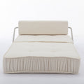 Folding Sofa Bed, Futon Sleeper Chair, Convertible Chair Floor Couch & Sleeping Mattress For Living Room, Guest Room, Home Office, Apartment, Small Space, Bed, Removable Back Cushion, White, 1 Seat White Chenille Primary Living Space Soft Pillow Back