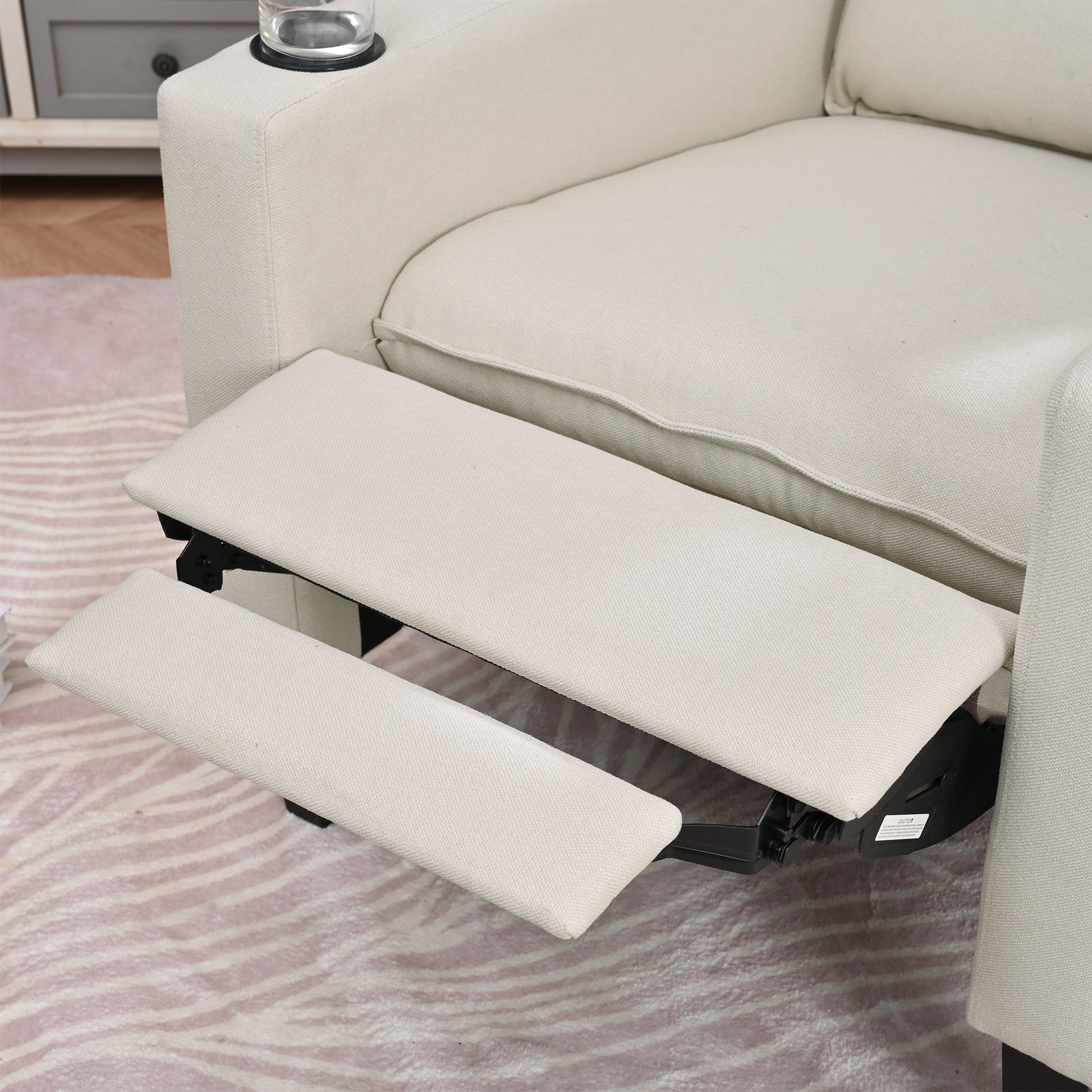 Recliner Chairs For Adults, Adjustable Recliner Sofa With Mobile Phone Holder & Cup Holder, Modern Reclining Chairs Fabric Push Back Recliner Chairs For Living Room, Bedroom, Beige Beige Foam Polyester