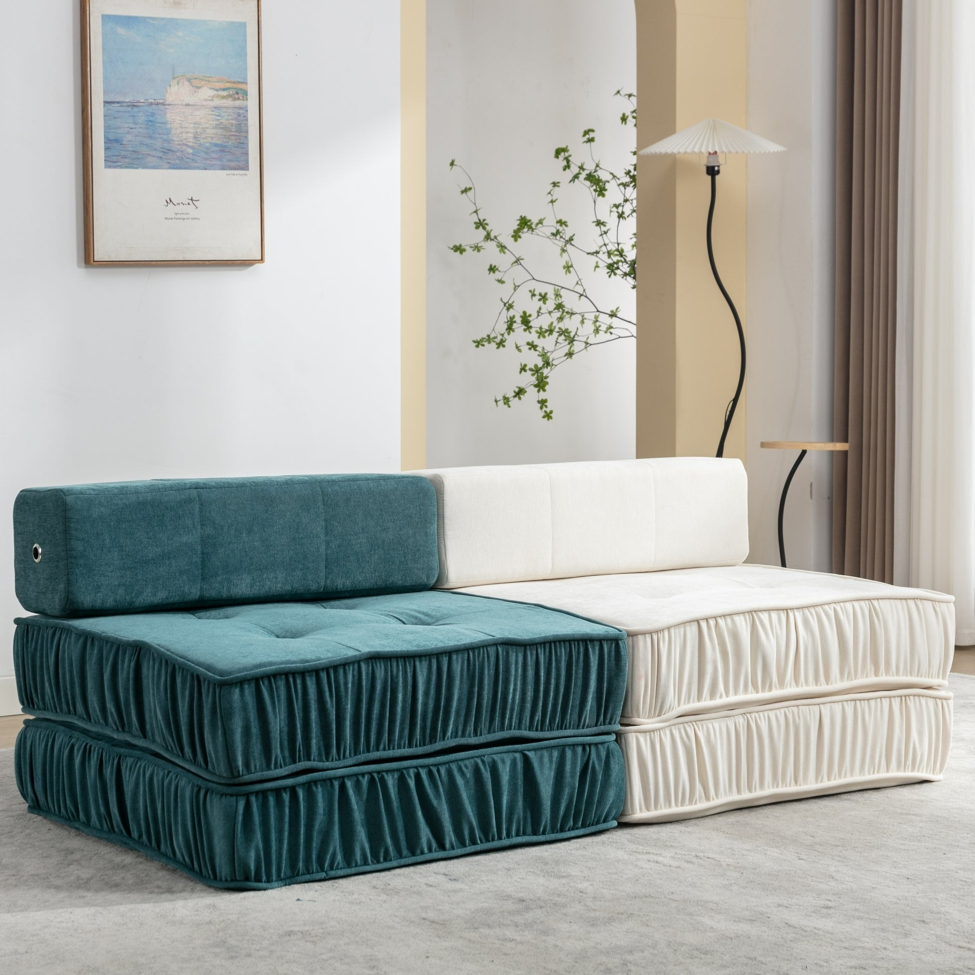 Folding Sofa Bed, Futon Sleeper Chair, Convertible Chair Floor Couch & Sleeping Mattress For Living Room, Guest Room, Home Office, Apartment, Small Space, Bed, Removable Back Cushion, Orange, 1 Seat Orange Chenille Primary Living Space Pillow Back Soft