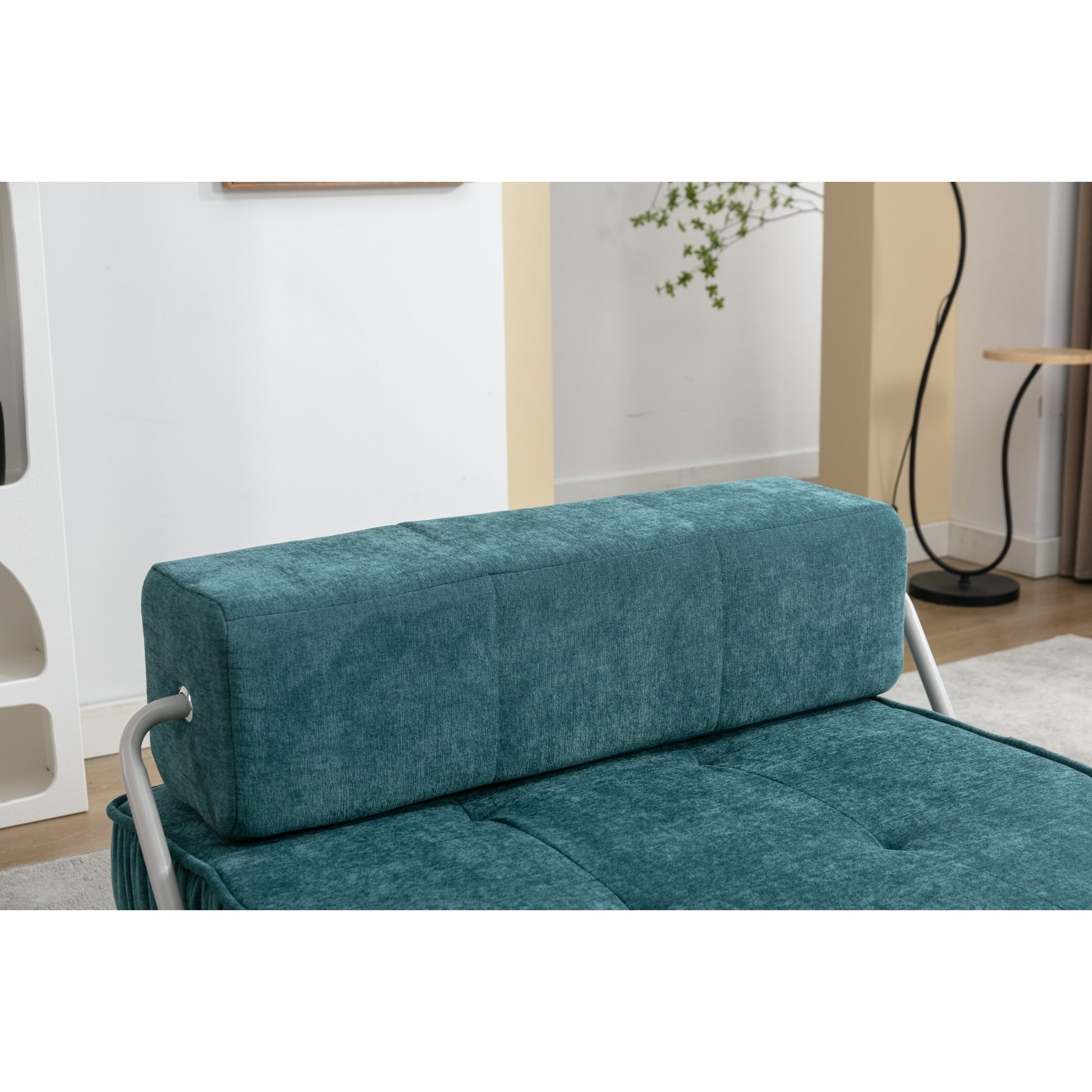 Folding Sofa Bed, Futon Sleeper Chair, Convertible Chair Floor Couch & Sleeping Mattress For Living Room, Guest Room, Home Office, Apartment, Small Space, Bed, Removable Back Cushion, Green, 1 Seat Green Chenille Primary Living Space Pillow Back Soft