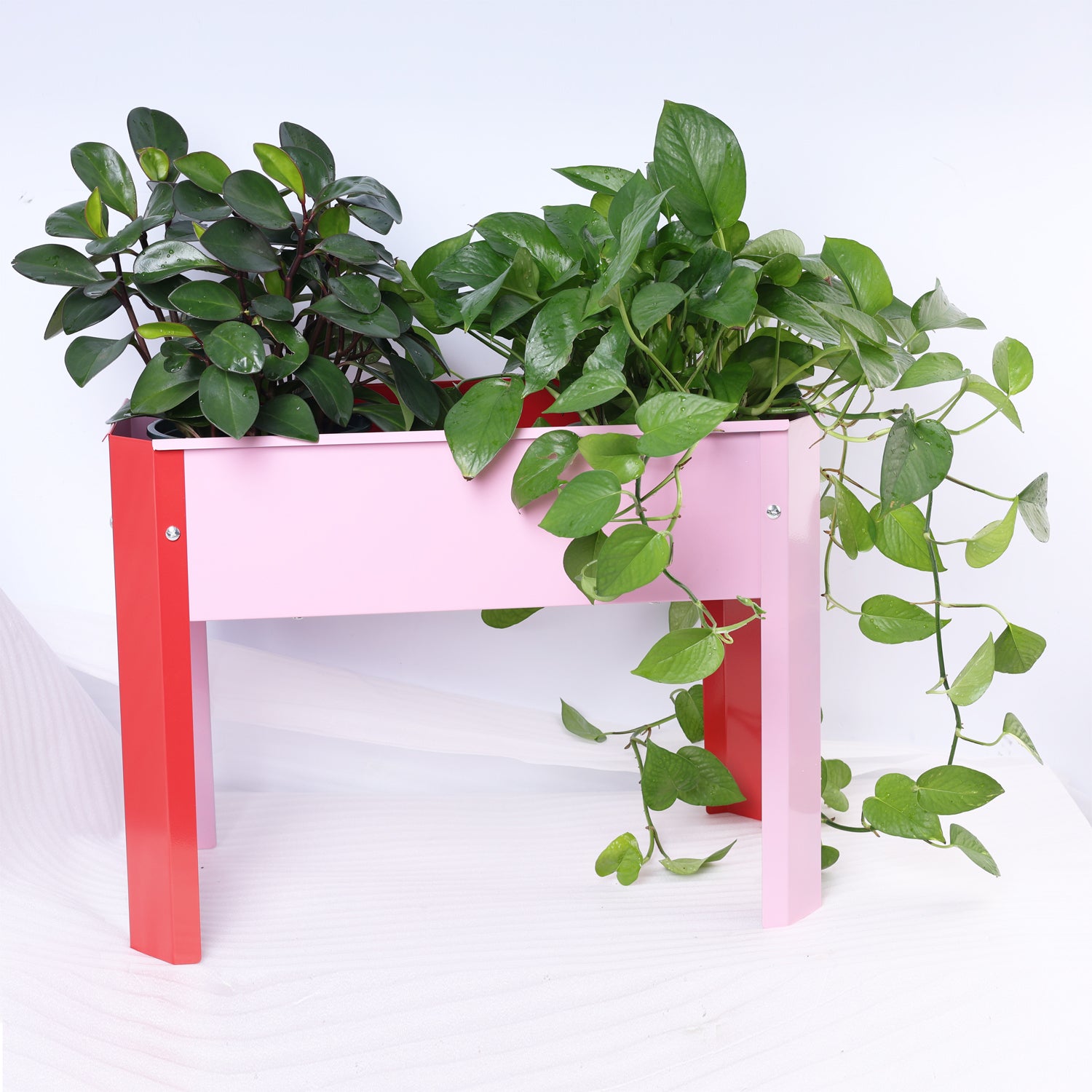 Mini Elevated Garden Bed, Metal Elevated Outdoor Flowerpot Box, Suitable For Backyard And Terrace, Large Flowerpot, Suitable For Vegetable And Flower Red Steel