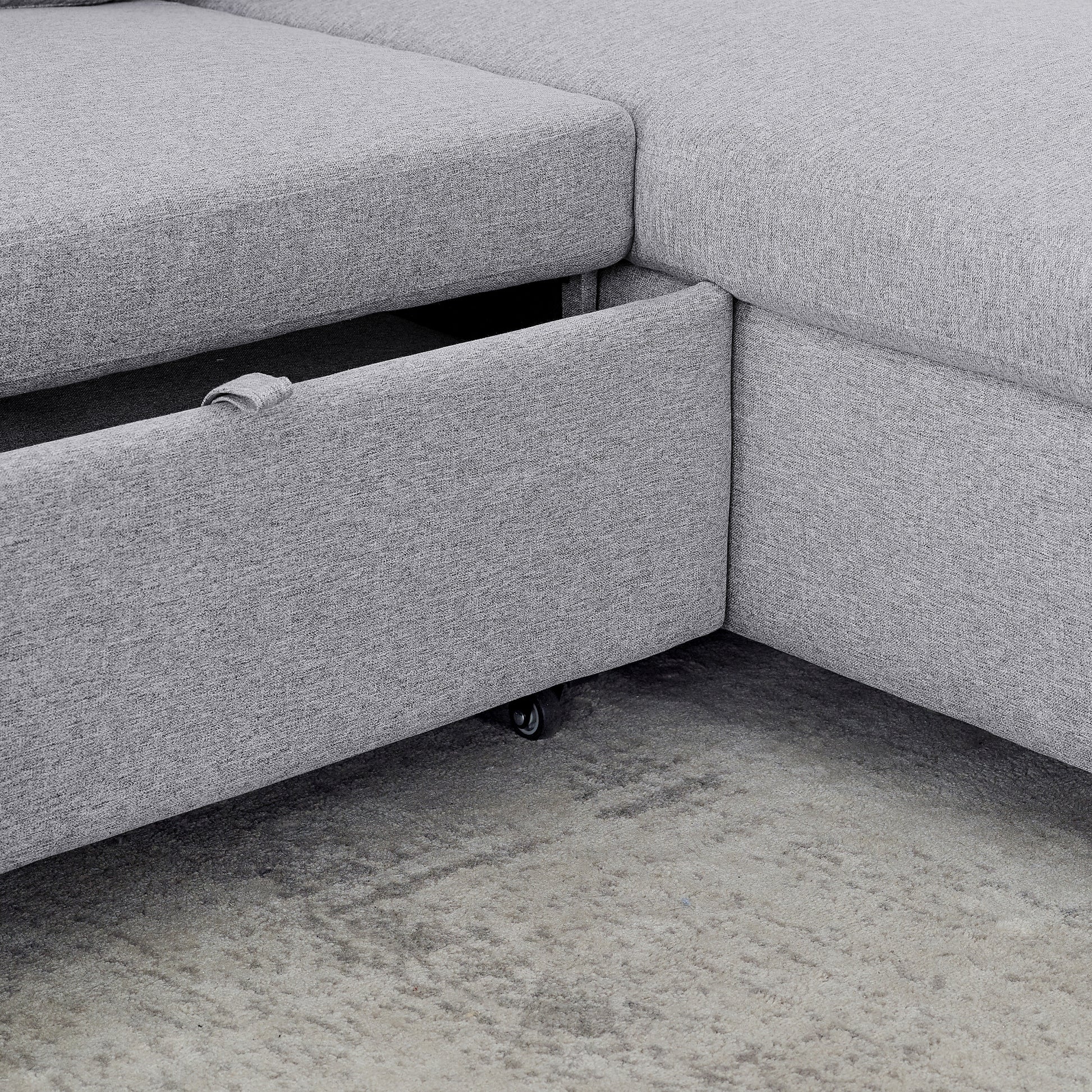 Fx78.7"Comfortable Linen L Shaped Combo Sofa Sofa Bed, Living Room Furniture Sets For Tight Spaces, Reversible Sleeper Combo Sofa With Pullout Bed,Reversible Sofa Bed For Living Room, Office, Apartmen Light Gray Linen Wood Primary Living Space Foam