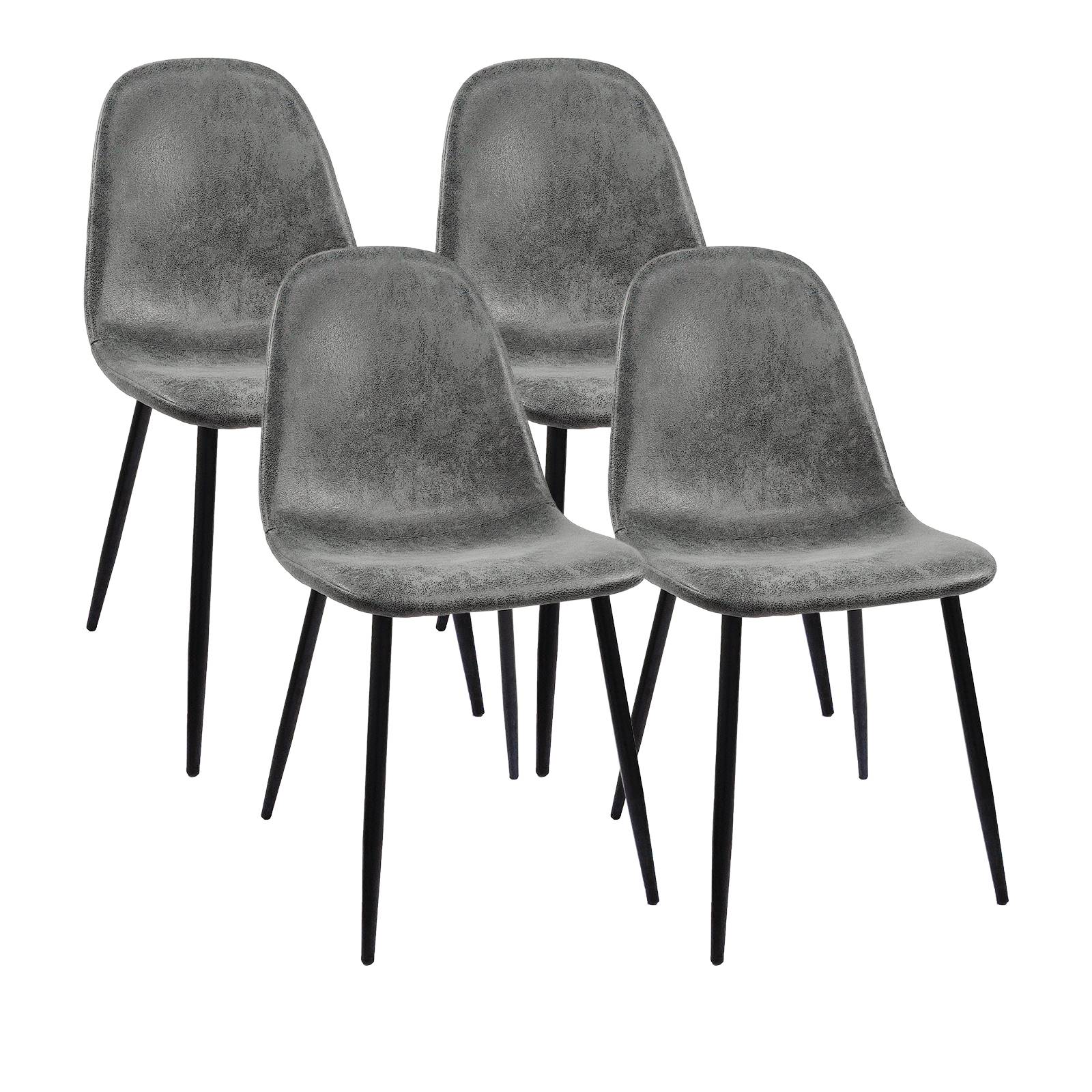 Dining Chairs Set Of 4, Modern Accent Chairs With Soft G Suede Fabric Upholstered Seat, Spoon Shape Kitchen Chair With Black Metal Legs Dining Side Chairs For Dining Room Kitchen Grey Metal Grey Kitchen Dining Chairs Foam Suede