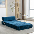 Folding Sofa Bed, Futon Sleeper Chair, Convertible Chair Floor Couch & Sleeping Mattress For Living Room, Guest Room, Home Office, Apartment, Small Space, Bed, Removable Back Cushion, Blue, 1 Seat Blue Chenille Primary Living Space Pillow Back Soft