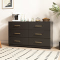 Black Color Large 6 Drawers Chest Of Drawer Dressers Table With Golden Handle Black 5 Drawers & Above Bedroom Extra Deep Drawers American Design,American Traditional,Antique,Art Deco,Artsy 6 White Particle Board