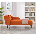 Modern Chaise Lounge Chair Velvet Upholstery Orange Orange Foam Velvet 1 Seat