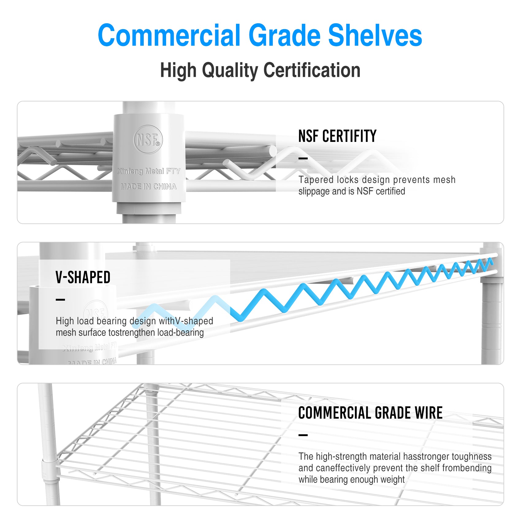 5 Tier Shelf Wire Shelving Unit 5T 1636 W Lkj, 72H White Iron Plastic