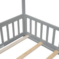 Twin House Bed With Guardrails, Slats ,Grey Twin Grey Wood Bedroom American Design Pine Bed Frame Pine