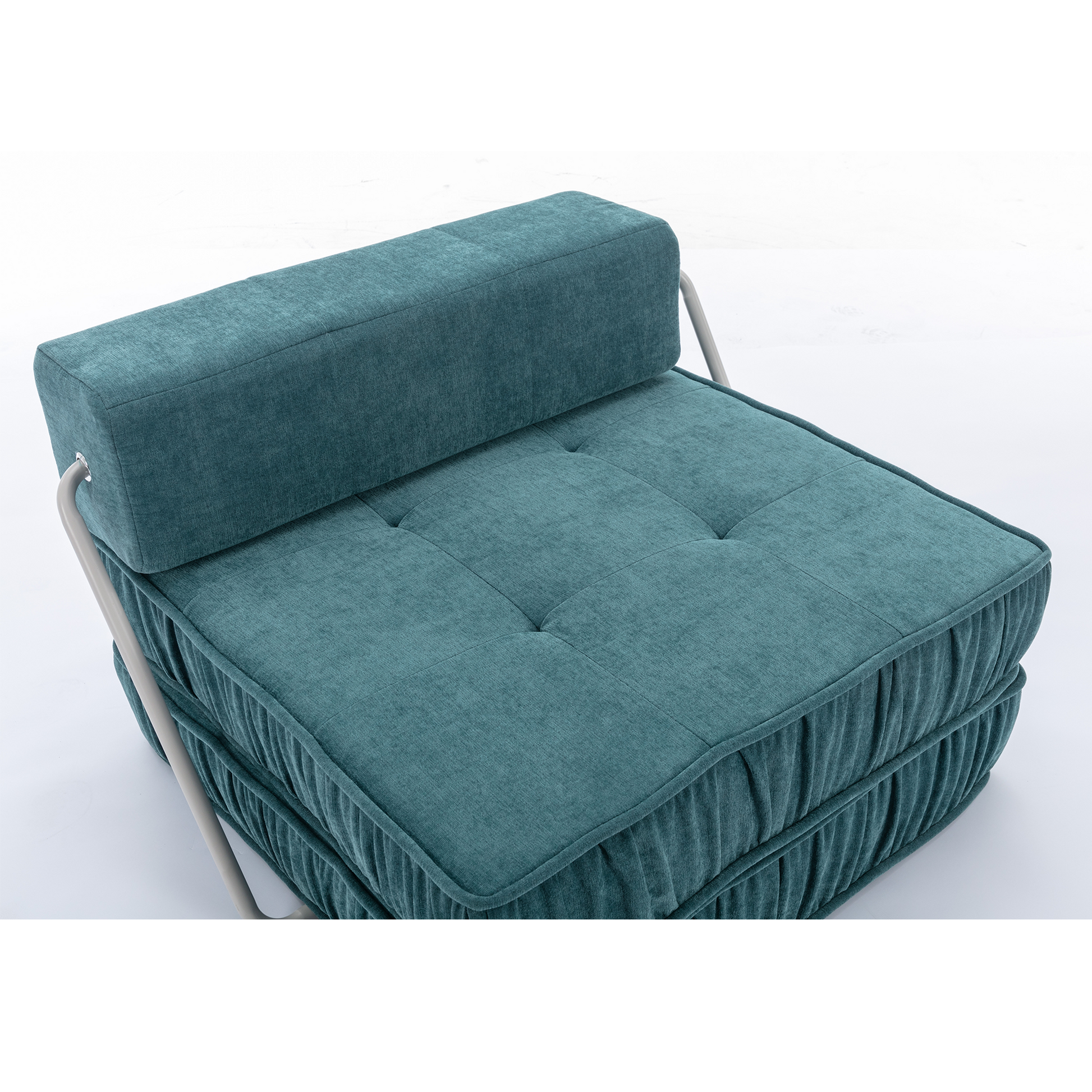 Folding Sofa Bed, Futon Sleeper Chair, Convertible Chair Floor Couch & Sleeping Mattress For Living Room, Guest Room, Home Office, Apartment, Small Space, Bed, Removable Back Cushion, Green, 1 Seat Green Chenille Primary Living Space Pillow Back Soft