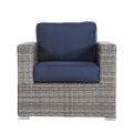 Living Source International Grade Club Fully Assembled Patio Chair With Sunbrella Cushions Set Of 2 Blue Modern Wicker