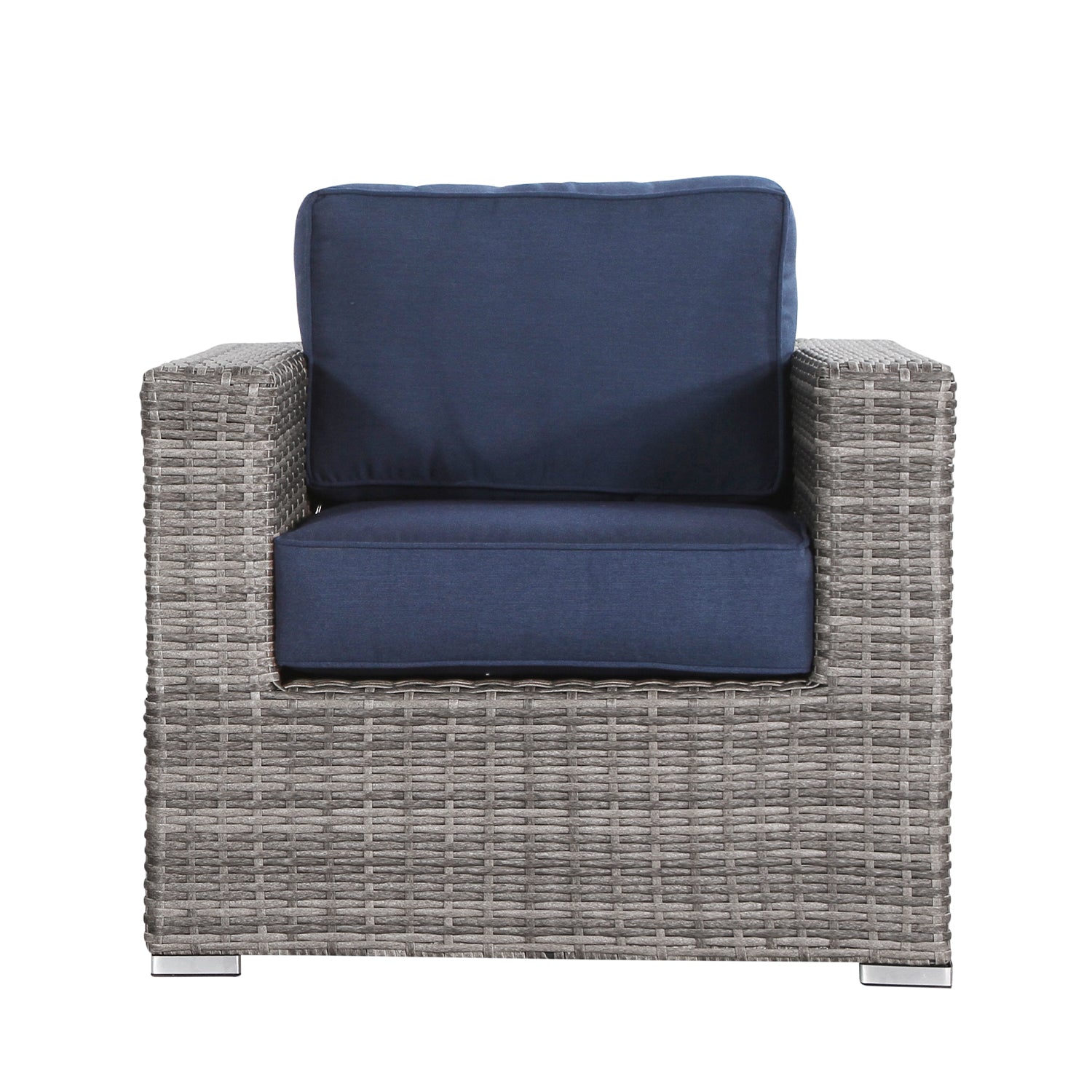 Living Source International Grade Club Fully Assembled Patio Chair With Sunbrella Cushions Set Of 2 Blue Modern Wicker