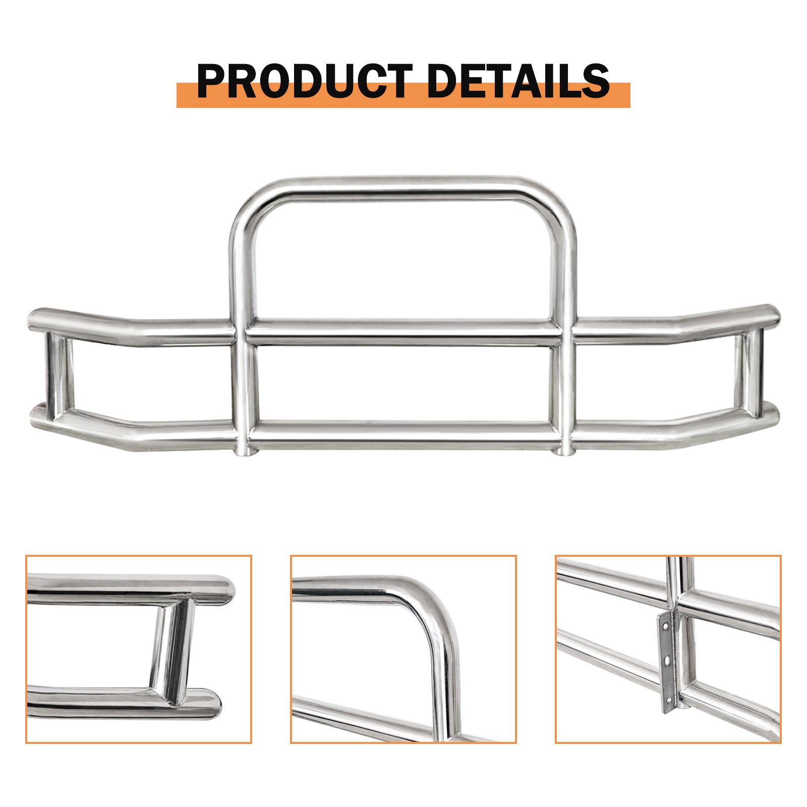 Front Bumper Deer Guard For Volvo Vn Vnl 2018 2022 With Bracket G04020 Silver Stainless Steel