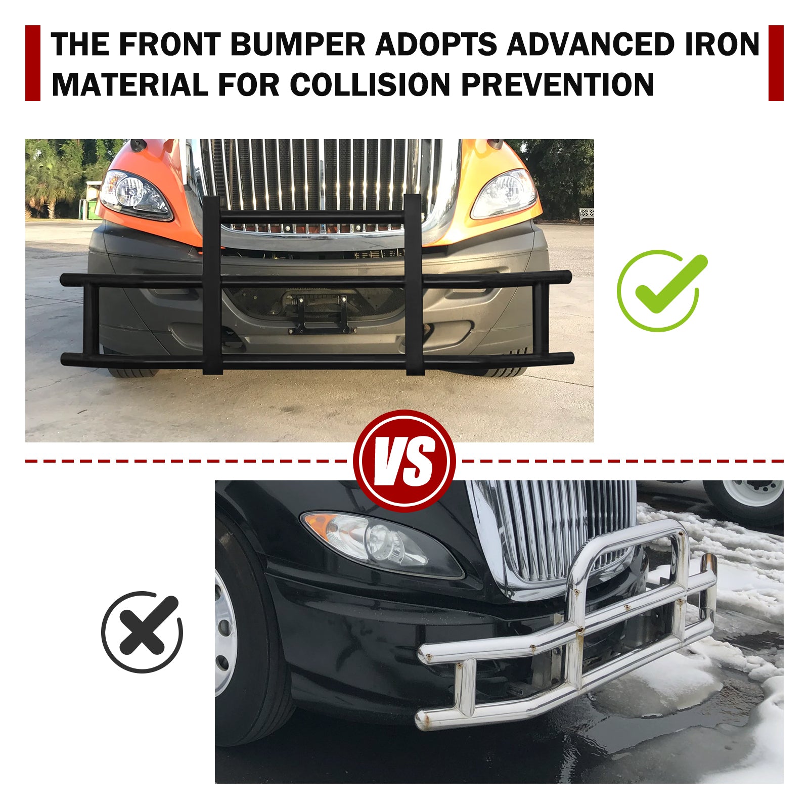 Front Bumper Deer Guard For International Prostar 2008 2016 With Bracket Black Iron