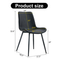 Black Artificial Leather Backrest Cushion Dining Chair, Black Metal Legs, Curved Widened Cushion Design For More Comfort, Suitable For Restaurants, Kitchens, Bedrooms, Offices. 4 Chairs 0502 Black Faux Leather