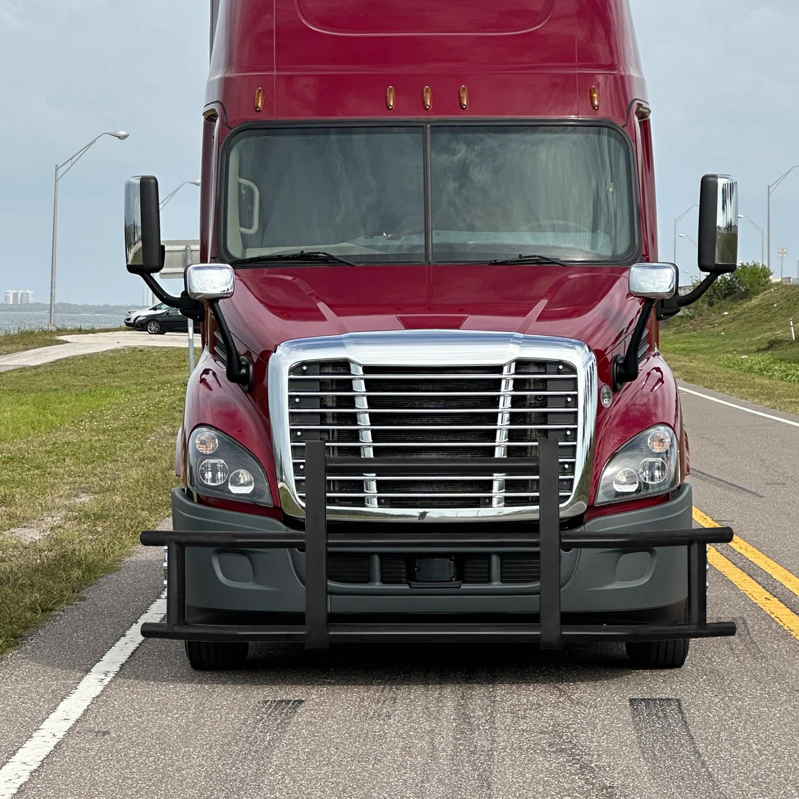 Front Bumper Deer Guard For Freightliner Cascadia 2008 2017 With Bracket Black Iron