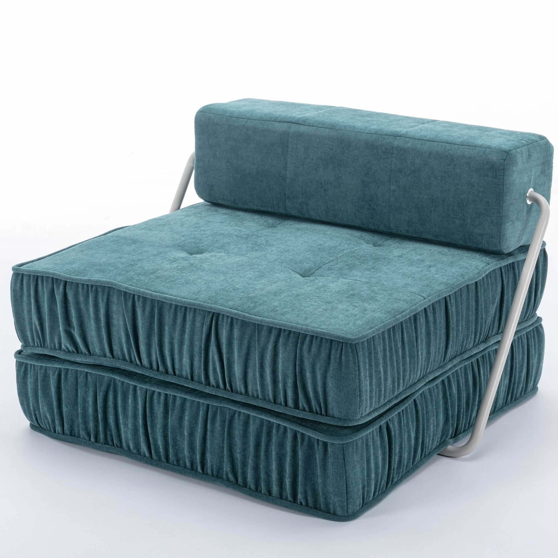 Folding Sofa Bed, Futon Sleeper Chair, Convertible Chair Floor Couch & Sleeping Mattress For Living Room, Guest Room, Home Office, Apartment, Small Space, Bed, Removable Back Cushion, Green, 1 Seat Green Chenille Primary Living Space Pillow Back Soft