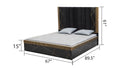 Allure Modern Style Queen Bed Made With Mango Wood And Finished With Brass Metal Box Spring Not Required Queen Black Wood Bedroom Contemporary,Modern Wood