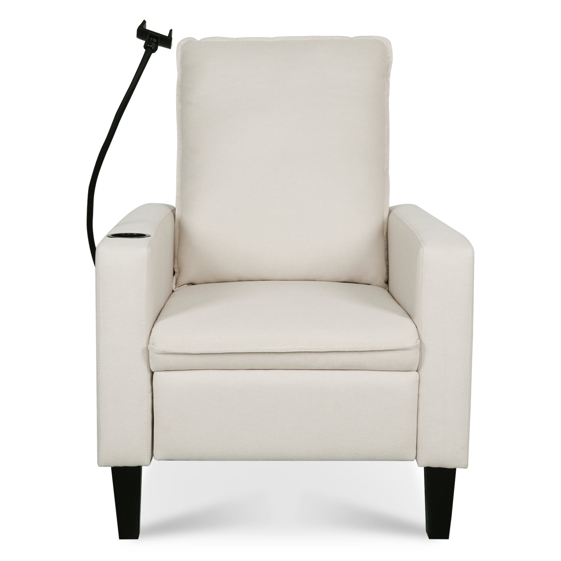 Recliner Chairs For Adults, Adjustable Recliner Sofa With Mobile Phone Holder & Cup Holder, Modern Reclining Chairs Fabric Push Back Recliner Chairs For Living Room, Bedroom, Beige Beige Foam Polyester