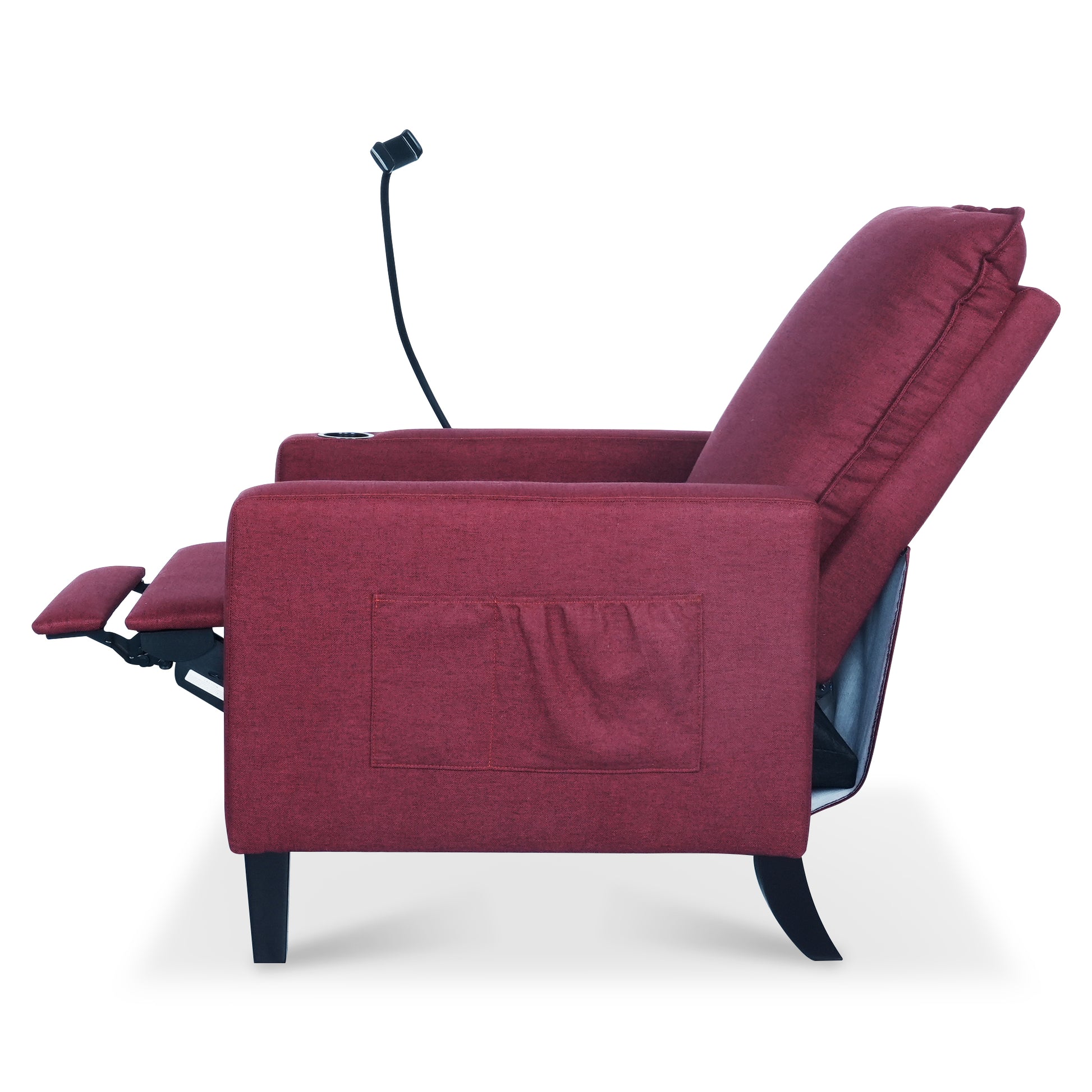 Recliner Chairs For Adults, Adjustable Recliner Sofa With Mobile Phone Holder & Cup Holder, Modern Reclining Chairs Fabric Push Back Recliner Chairs For Living Room, Bedroom, Red Red Foam Polyester