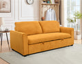 78 Inch 3 In 1 Convertible Sleeper Sofa Bed, Modern Fabric Loveseat Futon Sofa Couch W Pullout Bed, Small Beautiful Seat Lounge Sofa W Reclining Backrest, Furniture For Living Room, Yellow Light Brown Wood Primary Living Space Heavy Duty Eucalyptus 3