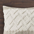 3 Piece Cotton Comforter Set With Chenille Tufting Taupe Cotton