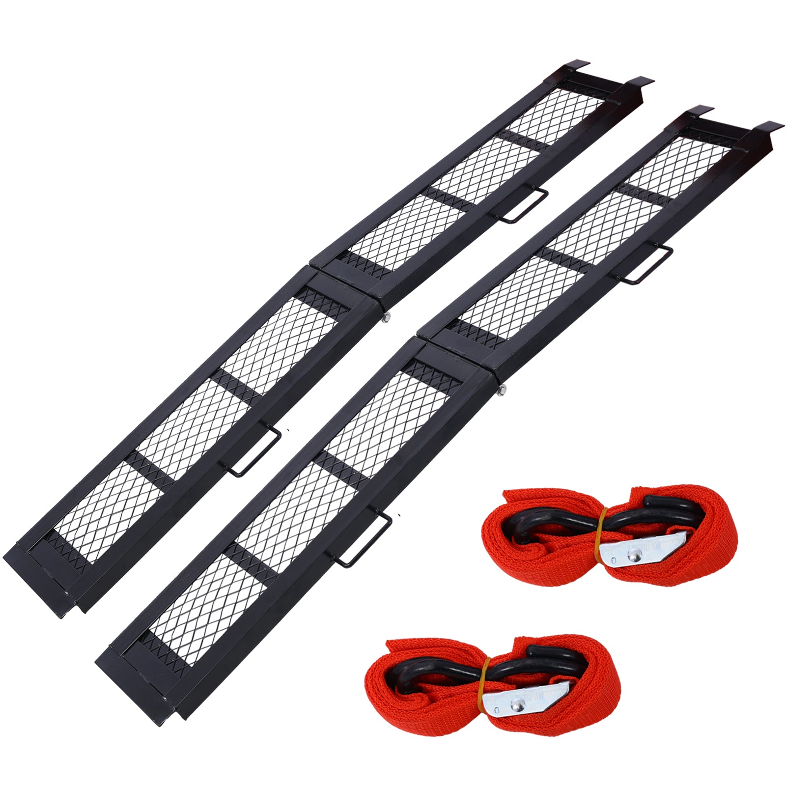 80" Steel Loading Ramp, 800Lbs Capacity, Portable Motorcycle Ramp, Folding Atv Ramp For Pick Up Truck, Black, Pack Of Pair Black Steel