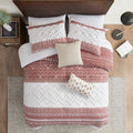 3 Piece Cotton Duvet Cover Set With Chenille Tufting Auburn Cotton