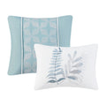 5 Piece Seersucker Duvet Cover Set With Throw Pillows Blue Polyester