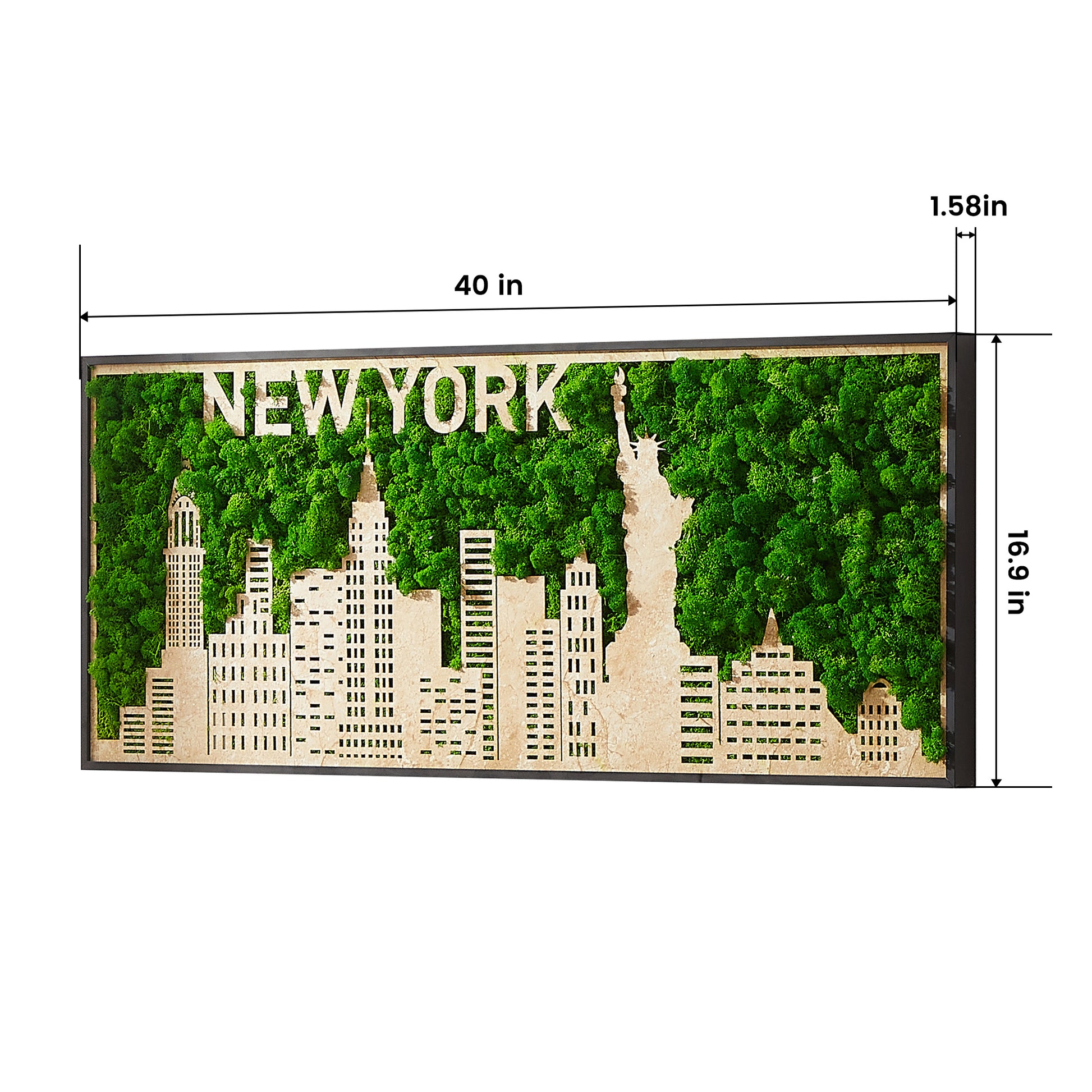 York Moss City Metal Wall Art Medium Green Iron