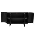 Curved Design Light Luxury Sideboard With Adjustable Shelves,Suitable For Living Room,Study And Entrance Black Mdf