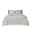 3 Piece Cotton Seersucker Comforter Set Ivory Cotton