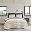 3 Piece Cotton Comforter Set With Chenille Tufting Taupe Cotton