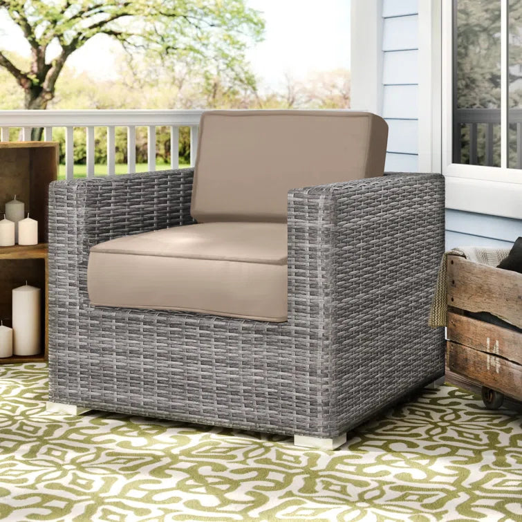 Living Source International Fully Assembled Patio Chair With Cushions Grey Mix Wicker