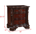 1Pc Traditional Nightstand End Table With Three Storage Drawers Brown Cherry Decorative Drawer Pulls Solid Wood Bedroom Furniture Brown 3 Drawers Bedside Cabinet Espresso Solid Wood