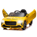 12V Battery Powered Ride On Car For Kids, Licensed Bentley Bacalar, Remote Control Toy Vehicle With Music Player, Led Light, 2 Driving Modes Yellow Polypropylene