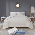 3 Piece Cotton Seersucker Comforter Set Ivory Cotton