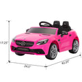 12V Kids Slc300 Ride On Toy Car, Electric Battery Powered Vehicles With Led Lights, Horn, For Children 3 6 Pink Polypropylene