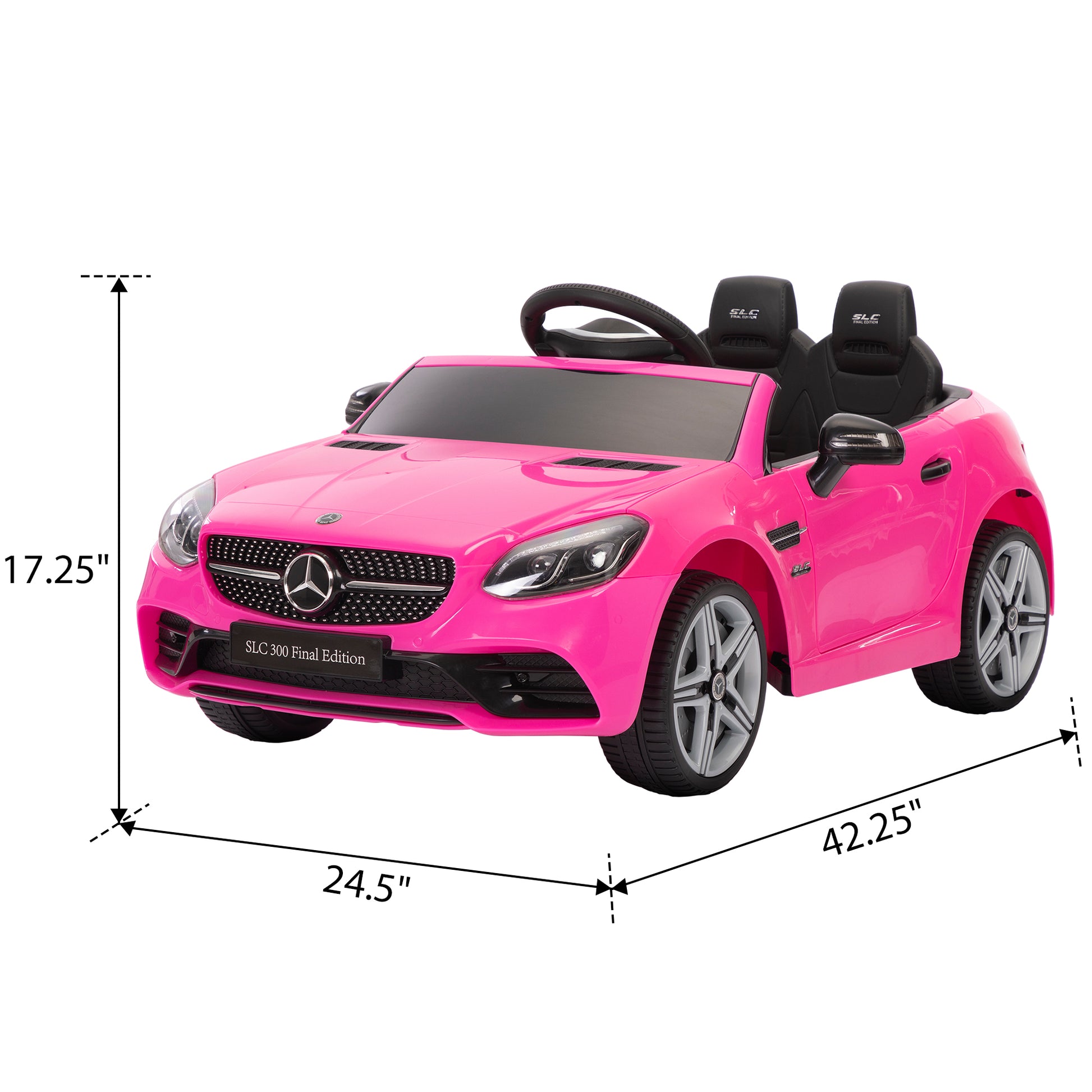 12V Kids Slc300 Ride On Toy Car, Electric Battery Powered Vehicles With Led Lights, Horn, For Children 3 6 Pink Polypropylene