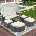 Outdoor Patio Furniture Set Daybed Sunbed With Retractable Canopy Conversation Set Wicker Furniture As Same As Wy000281Aae Beige Rattan