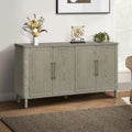 60'' Rounded Design Elements Throughout The Sideboard Including Tabletop, Legs, Four Side Furniture Suitable For Kitchen, Living Room, Entryway Light Gray Mdf