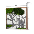 Elephants Moss Metal Wall Art Green Iron