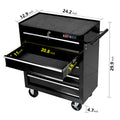 5 Drawers Multifunctional Tool Cart With Wheels Black Black Metal