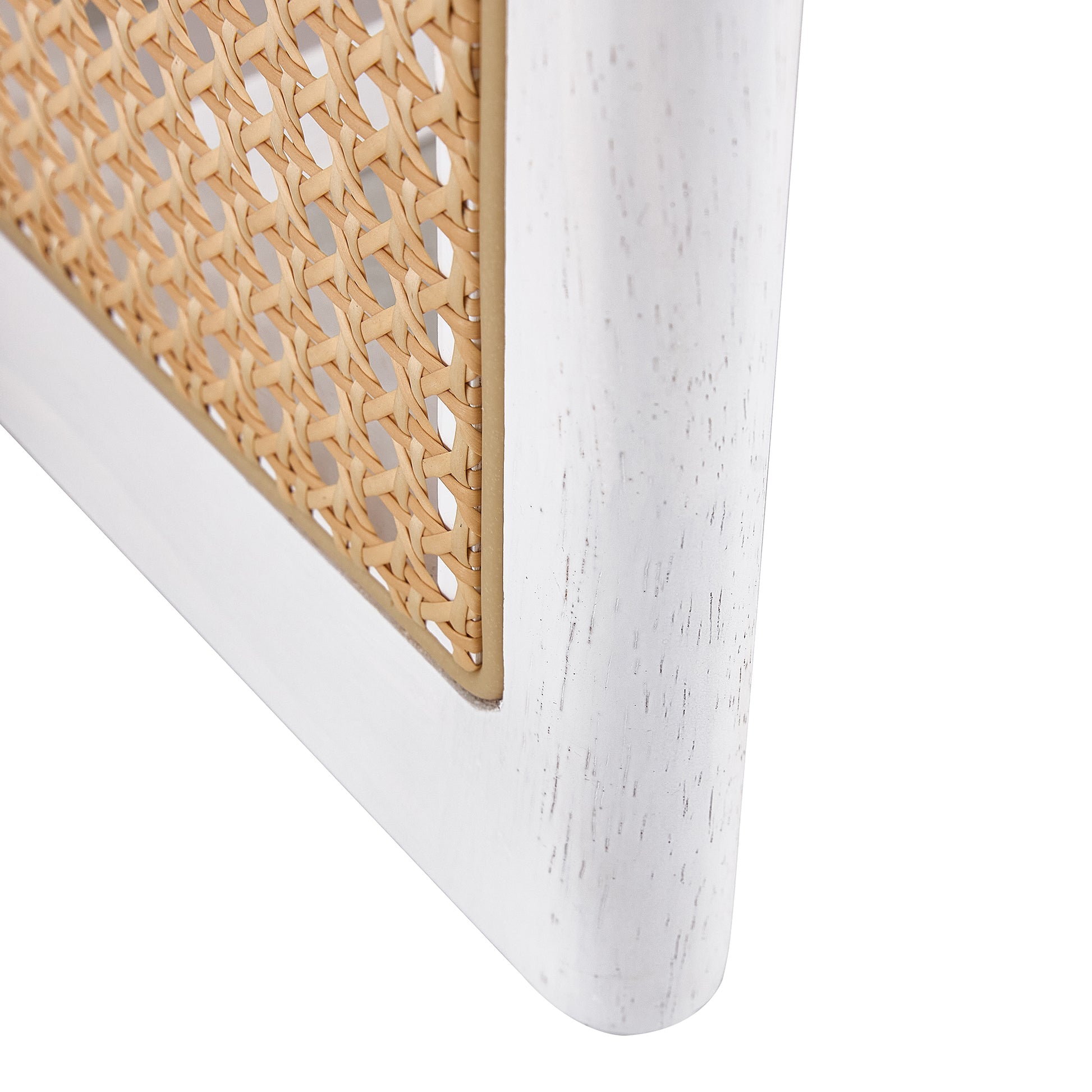 Chinese Style White Solid Wood And Imitation Rattan Coffee Table, Rectangular Solid Wood Coffee Low Table, Small Living Room Coffee Table White Solid Wood