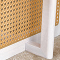 Chinese Style White Solid Wood And Imitation Rattan Coffee Table, Rectangular Solid Wood Coffee Low Table, Small Living Room Coffee Table White Solid Wood