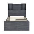 Twin Size Storage Platform Bed Frame With 4 Open Storage Shelves And 2 Storage Drawers,Led Light,Gray Gray Solid Wood Mdf