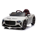 12V Battery Powered Ride On Car For Kids, Licensed Bentley Bacalar, Remote Control Toy Vehicle With Music Player, Led Light, 2 Driving Modes White Polypropylene